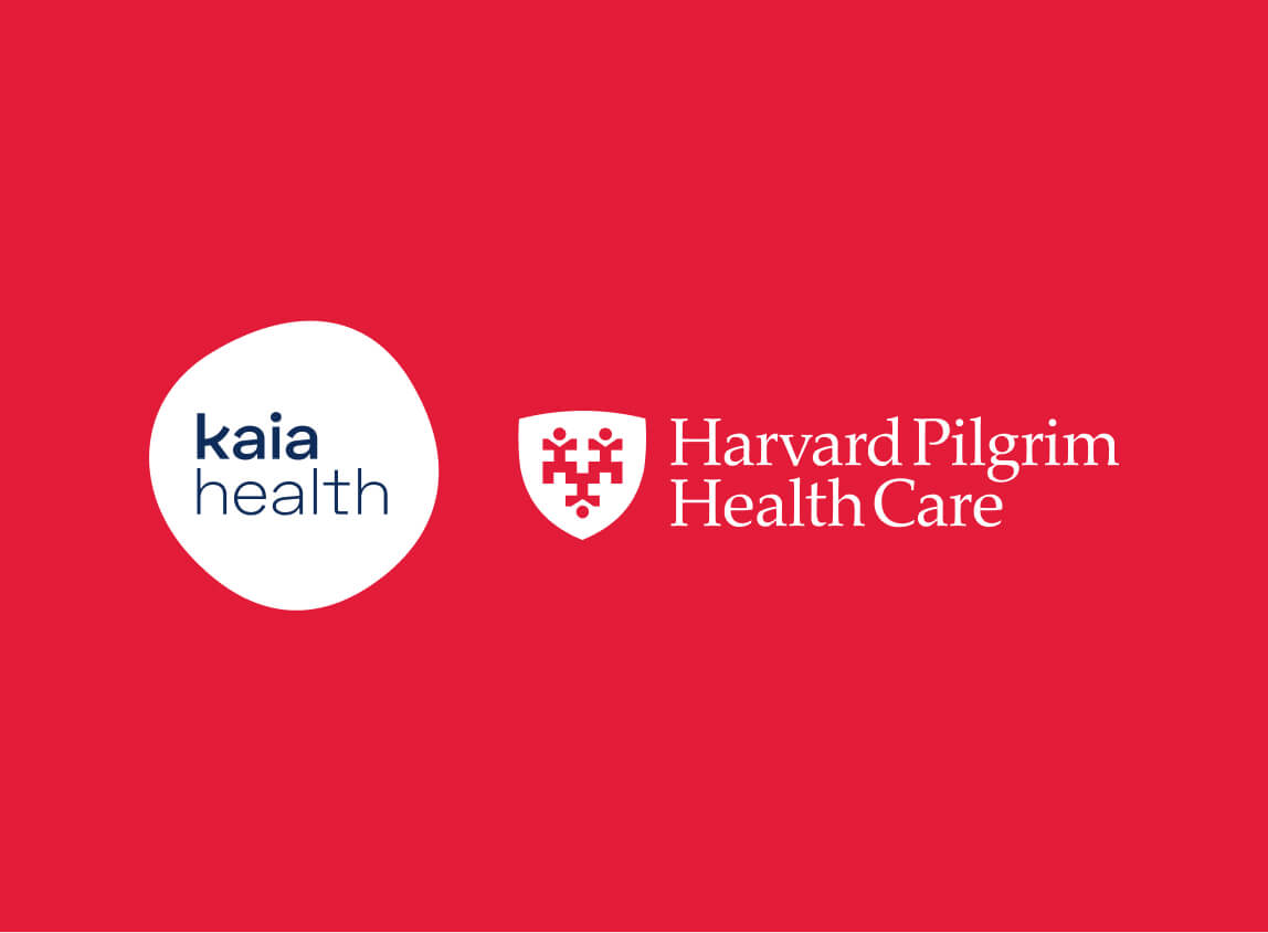 Side by side logos of Harvard Pilgrim Health Care logo and Kaia Health.