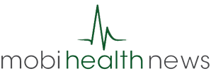 The mobihealthnews logo in white and green.