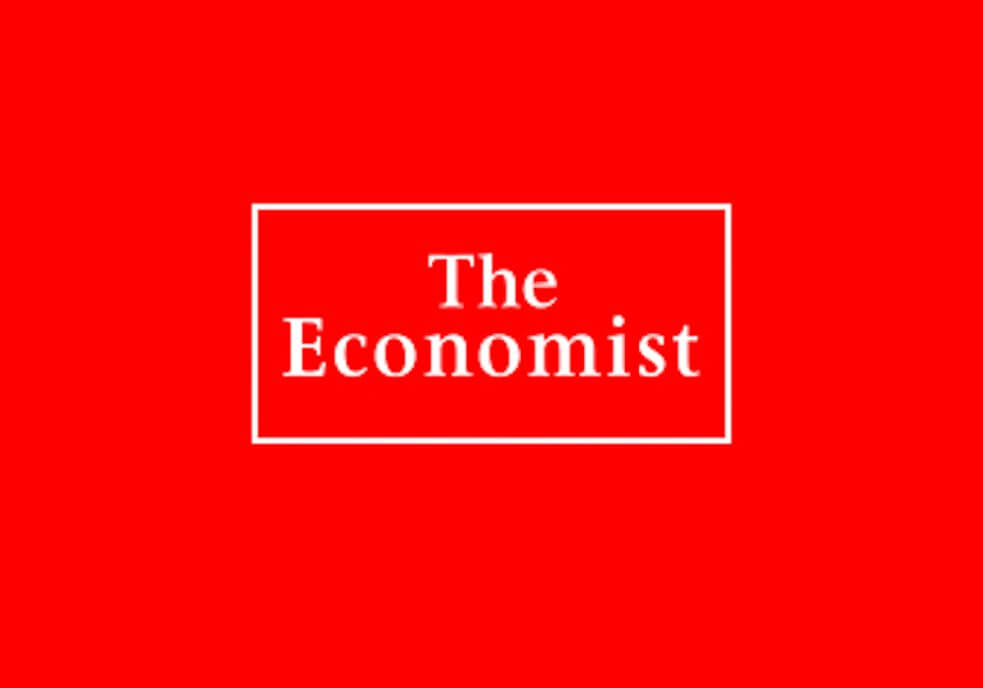 The Economist logo in red and white.